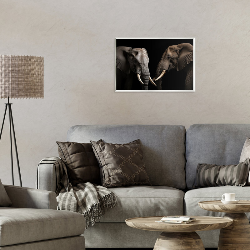 Plaque murale Pachyderm Elephant pair, design par Decent Exposures, H 10 po x l 15 po
