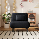  "31.5" convertible chair bed with adjustable backrest, tri-fold sofa bed with steel frame & pillow"