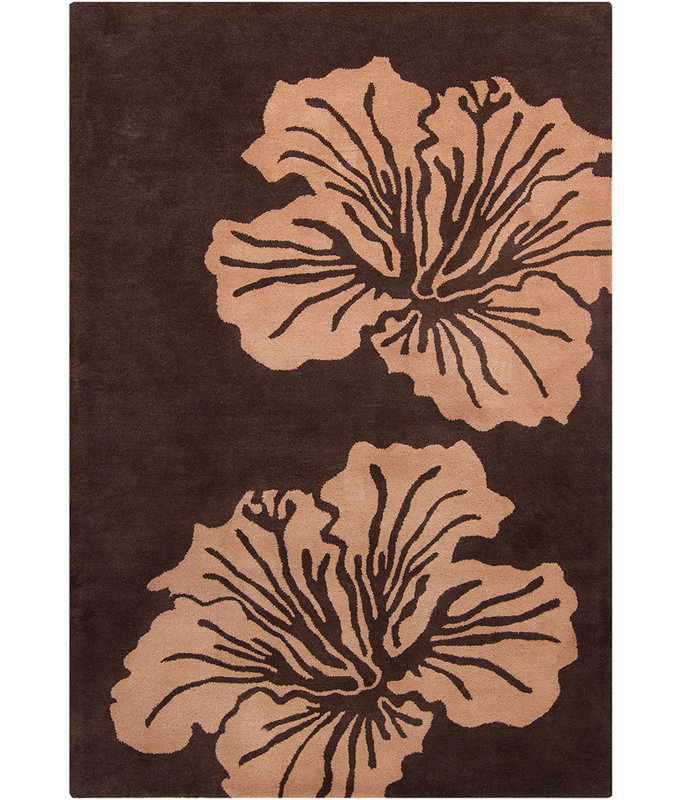 Billerica Authentic Hand-Tufted Handmade Brown & Pink Transitional Tonal Floral Design Wool Area Rug, 5' x 7'6"