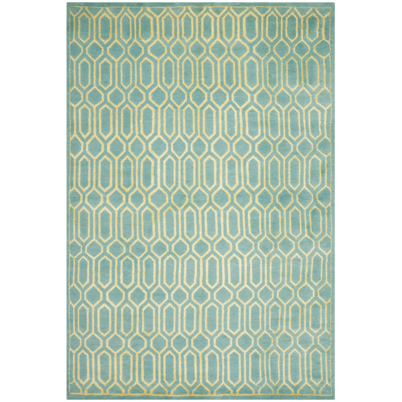 Tapis géométrique en laine et viscose noué à la main Mosaic, Rectangle 9 pi x 12 pi