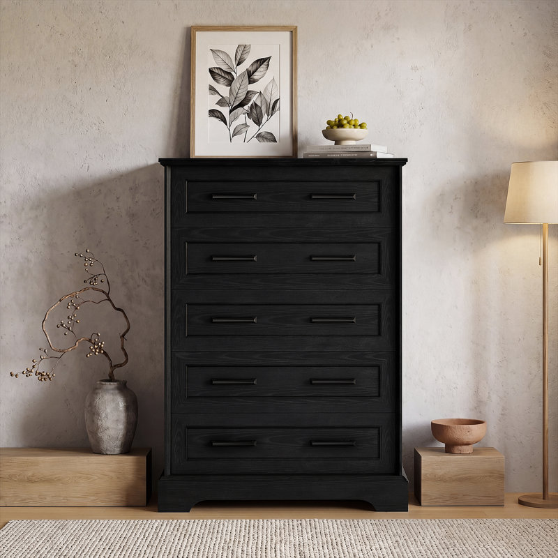 Commode à 5 tiroirs de 31 po, commode de rangement verticale pour chambre à coucher, commode de haute qualité pour le salon, couloir, garde-robe