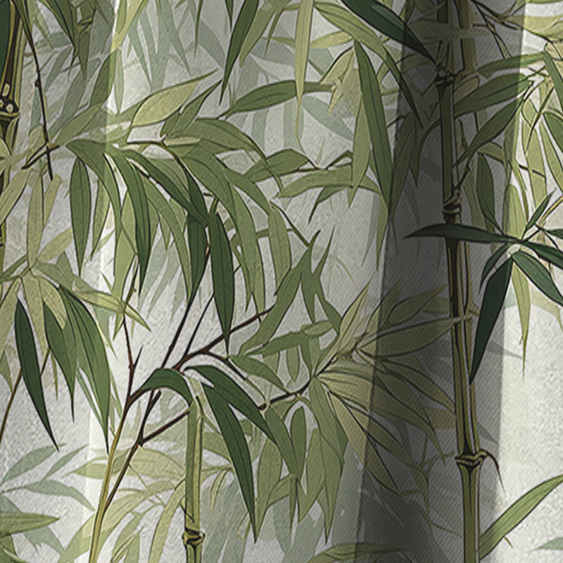 Tropical Zen Bamboo Pattern IV - Floral Curtain - Blackout Floral Curtain - 1 Panels, 52" W x 84" L