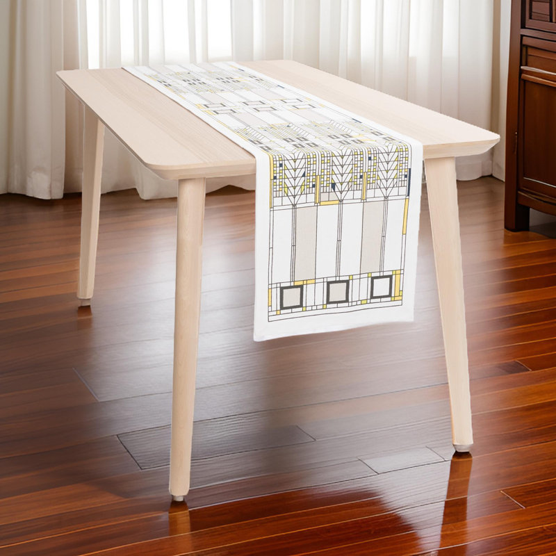 Frank Lloyd Wright Inspired Cotton Table Runner, 14 x 72-inch
