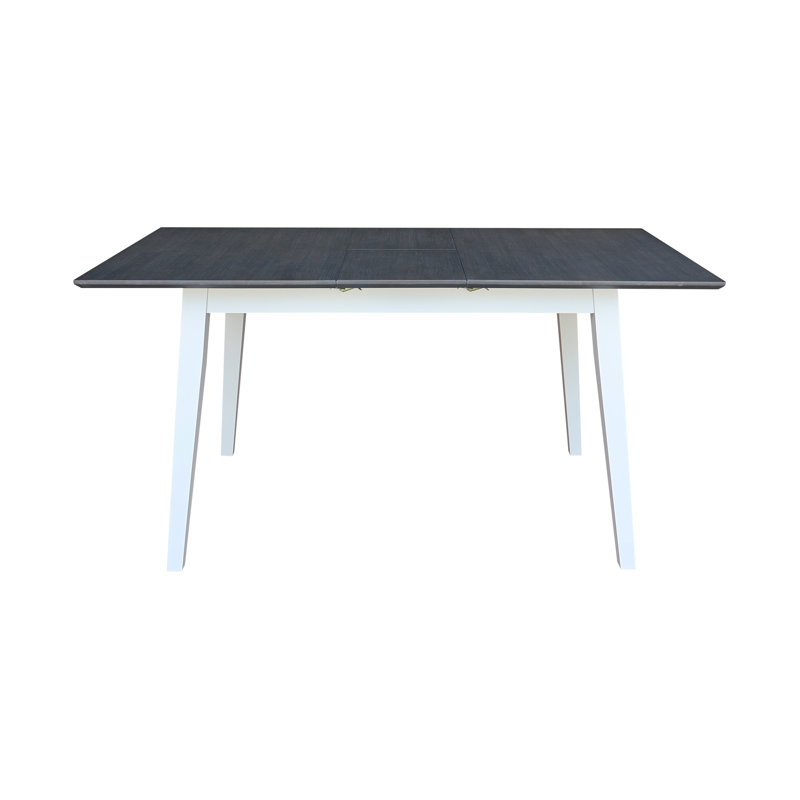 Montana Solid Wood Butterfly Extension Dining Table, White, Heather Gray