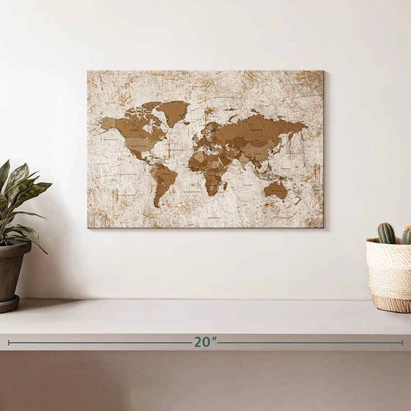 Keiri Aged World Map XIV, 8" H x 12" W