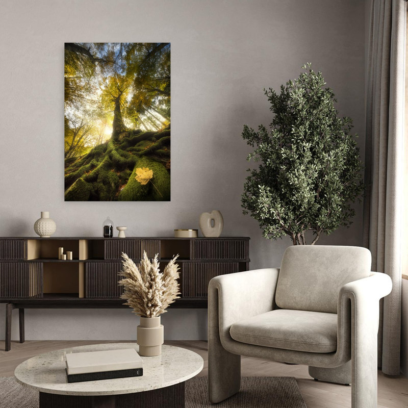 Golden Forest Roots Vibrant Abstract Contemporary Moss Autumn Forest Wall Art Print by Alberto Ghizzi Panizza - Print