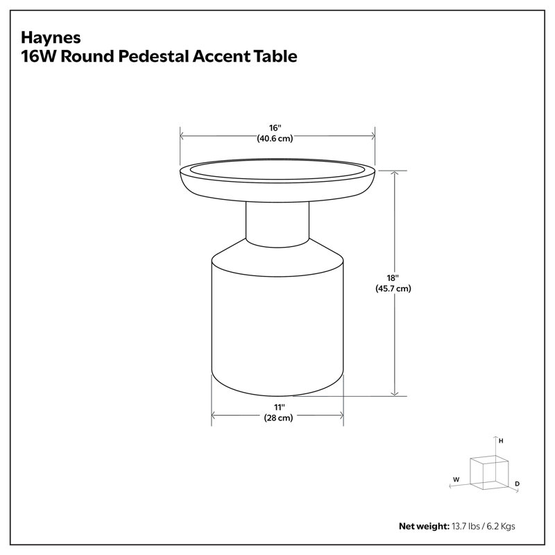Table d'appoint ronde en bois de manguier l 16 po Haynes, Noir
