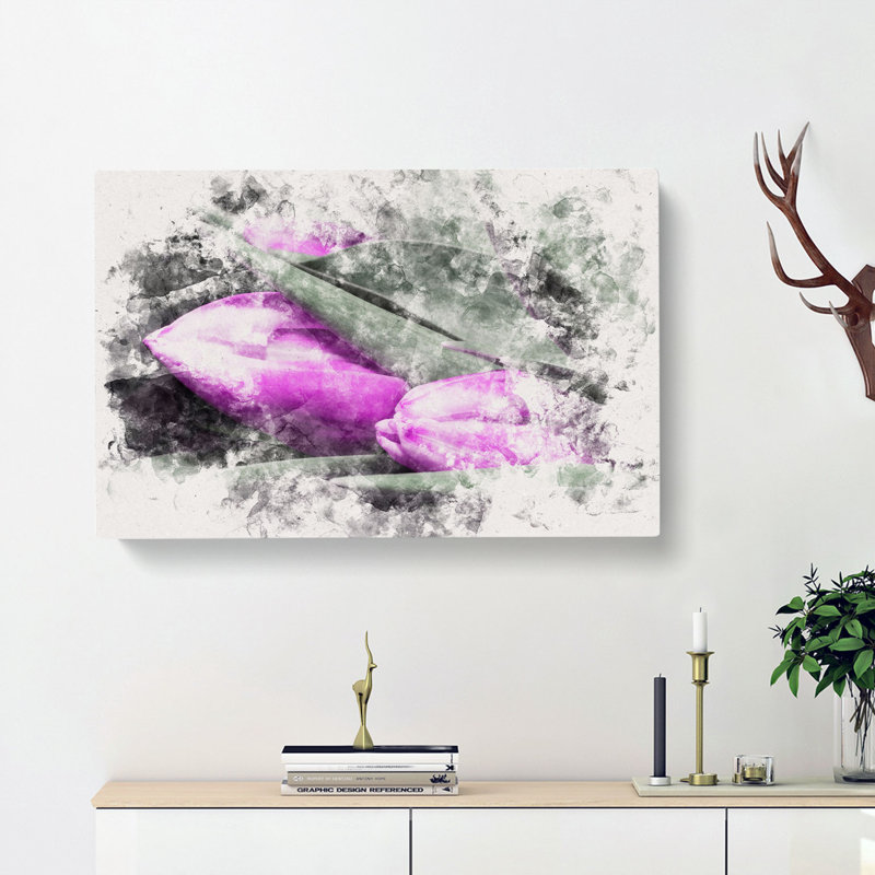 Bunch Of Purple Tulips - Wrapped Canvas, 60cm H x 91cm W x 3cm D