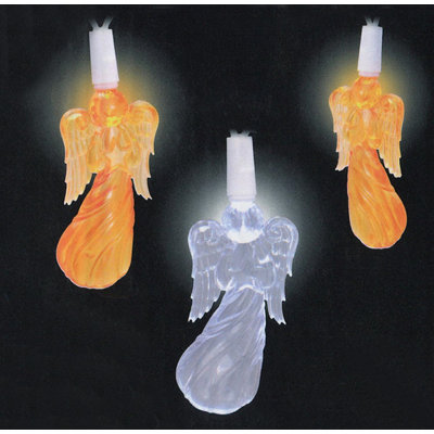 20 lumières de Noël fantaisie en forme d'ange à DEL orange et blanc pur - fil blanc 9,5 pi