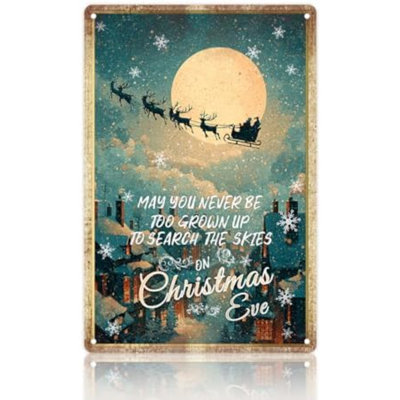 Décoration de Noël 8 po x 12 po, intérieur, rétro, bar, décor, verge, signe des Fêtes pour la cuisine à domicile, décoration murale des fêtes, espaces de rassemblement extérieur.