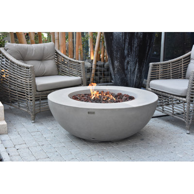 Lunar Bowl Outdoor Concrete Fire Pit 45,000 BTU - Includes Lava Rocks & PVC Cover