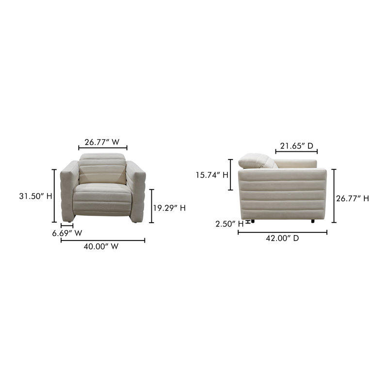 Fauteuil inclinable électrique Waldo blanc cassé, Blanc