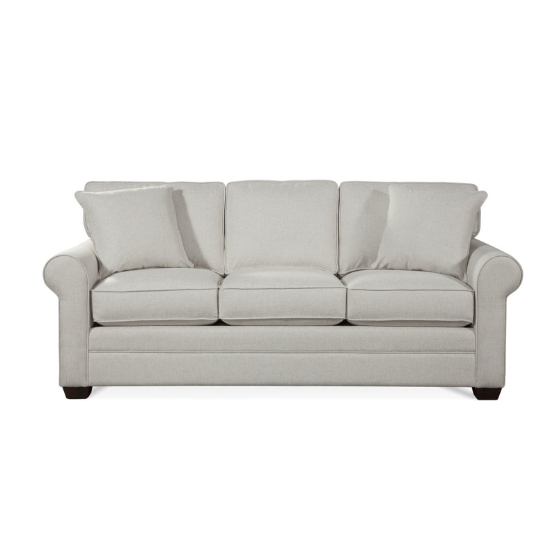 Bedford Sofa, Frost White, Beige/Gray Plaid; 0107-84