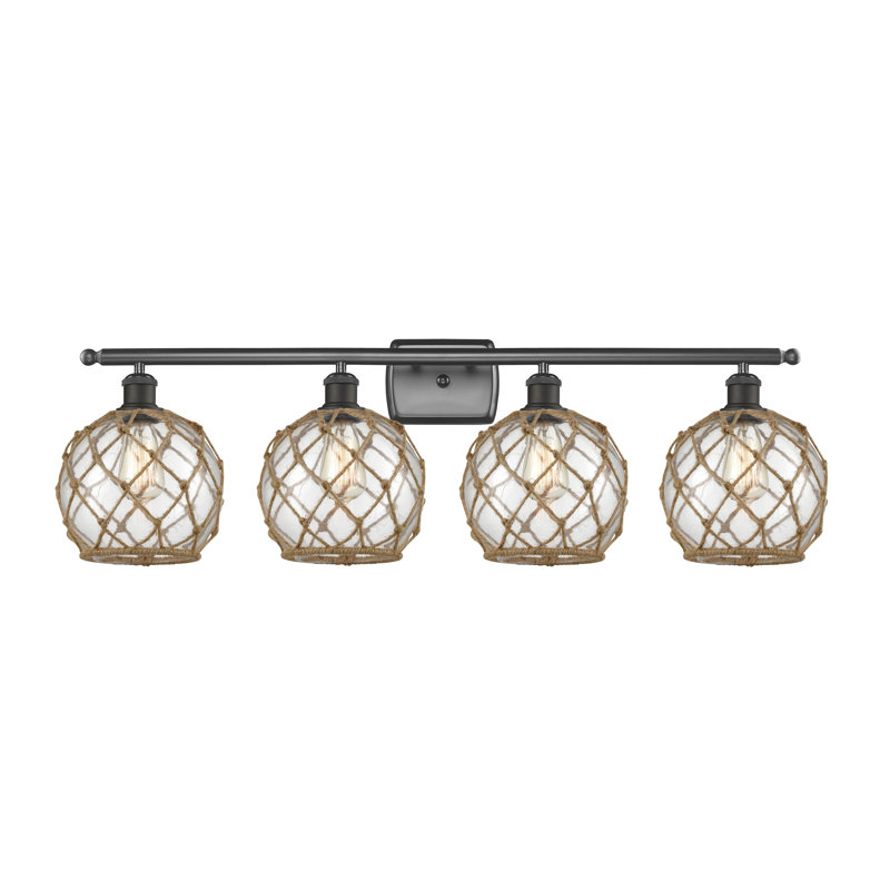 Larochelle 4 - Light Dimmable Vanity Light, Clear/Brown, Oil Rubbed Bronze, 6 Watt Vinage LED Bulb