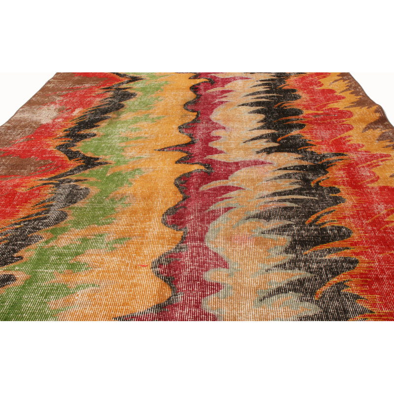 Wool Abstract Area Rug in Red