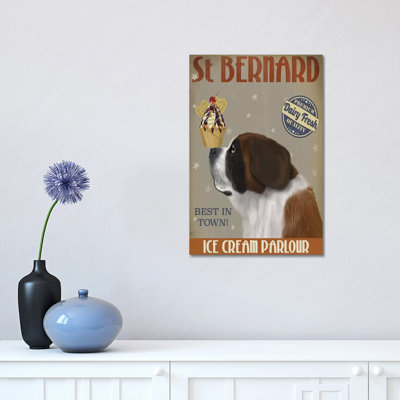 St. Bernard Ice Cream by Fab Funky - Wrapped Canvas Print