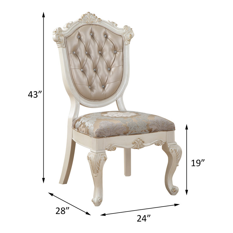 Chaise d'appoint capitonnée Caviness en or rose et blanc perle (ensemble de 2)