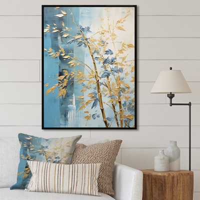 " Blue and Gold Zen Moment Bamboo III " Print