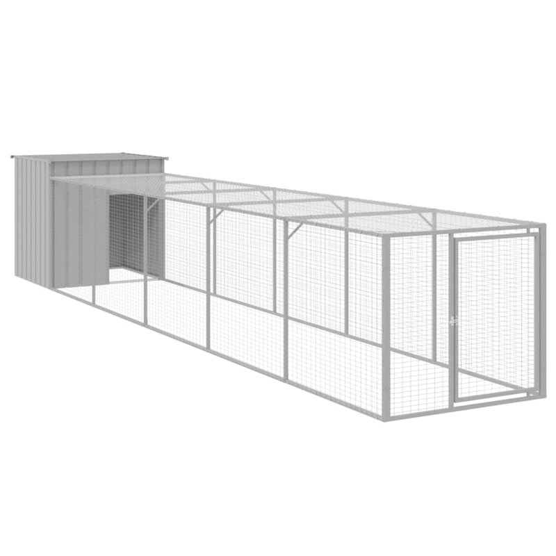 Poulailler avec grillage Ebelina, Gris clair, H 43,3 po x l 43,3 po x P 239,8 po