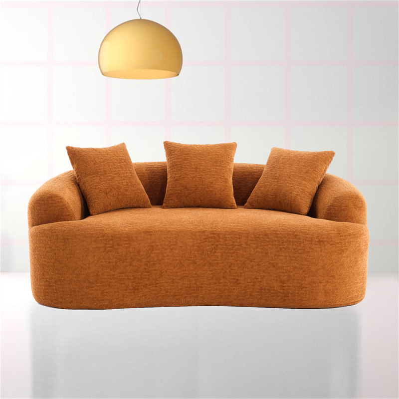Curved Loveseat Full Compression Sponge Sofa, No-Assembly Compact Sofa For Small Spaces & Apartments, 300 Lbs Capacity