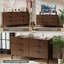 Commode à 6 tiroirs cannelée de 55 po de largeur pour chambre à coucher, commode en bois moderne avec commode pour meuble télé avec rangement pour la chambre à coucher, le salon, le vestibule,-1120720263