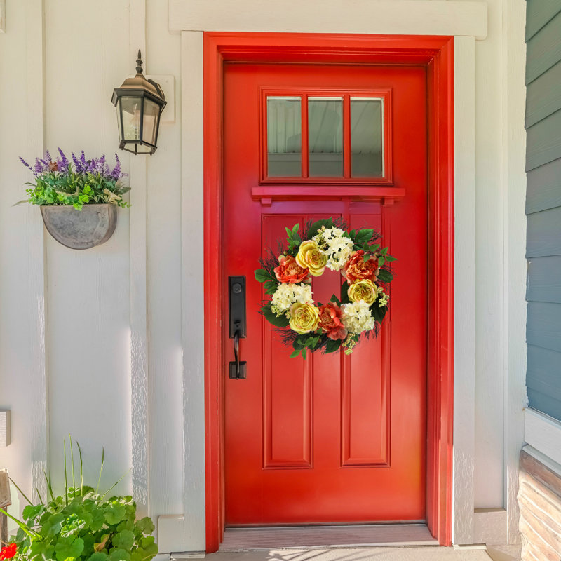 Faux Hydrangea Polyester 22'' Wreath