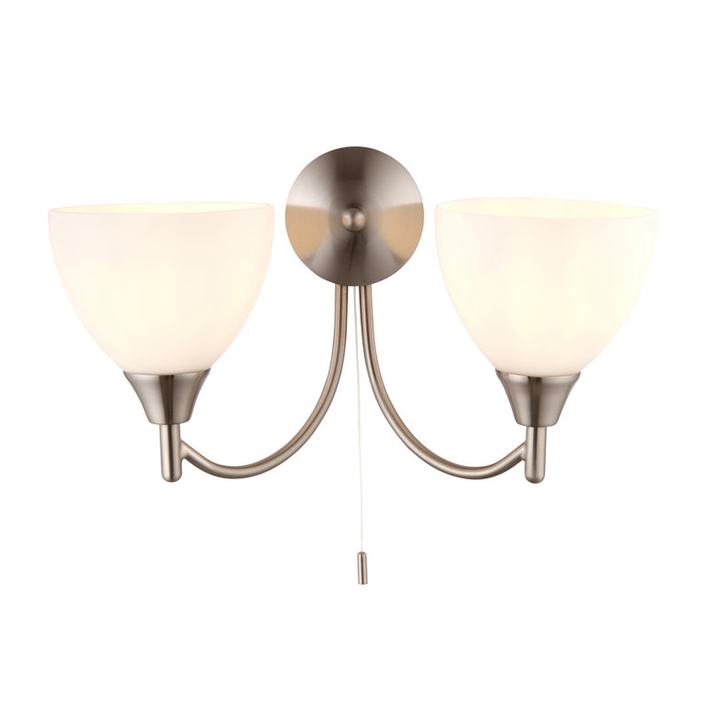 Barium Steel Armed Sconce, Satin Chrome