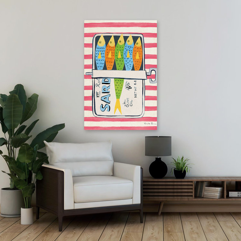 Art abstrait rouge sardine sardine I, H 36 po x l 24 po