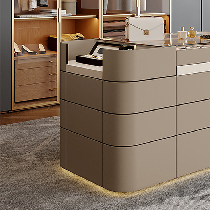 Light Luxury Jewelry Storage Display Cabinet, Khaki