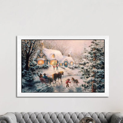 Christmas Visit by Nicky Boehme - Floater Frame Painting on Canvas