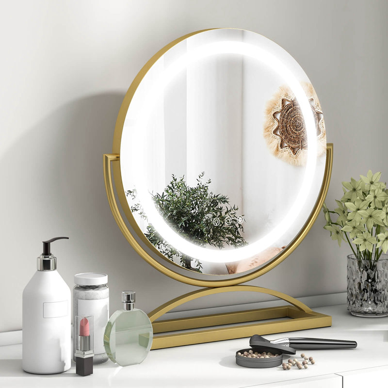 Jaelene Round Freestanding Mirror, Gold