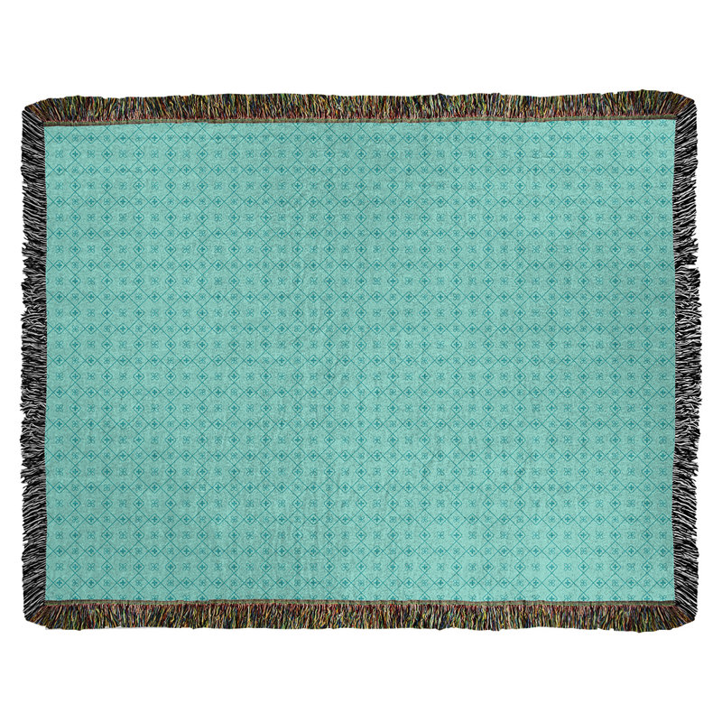Couverture en coton tissé Katelyn Elizabeth, l 50 po x L 60 po, Bleu sarcelle