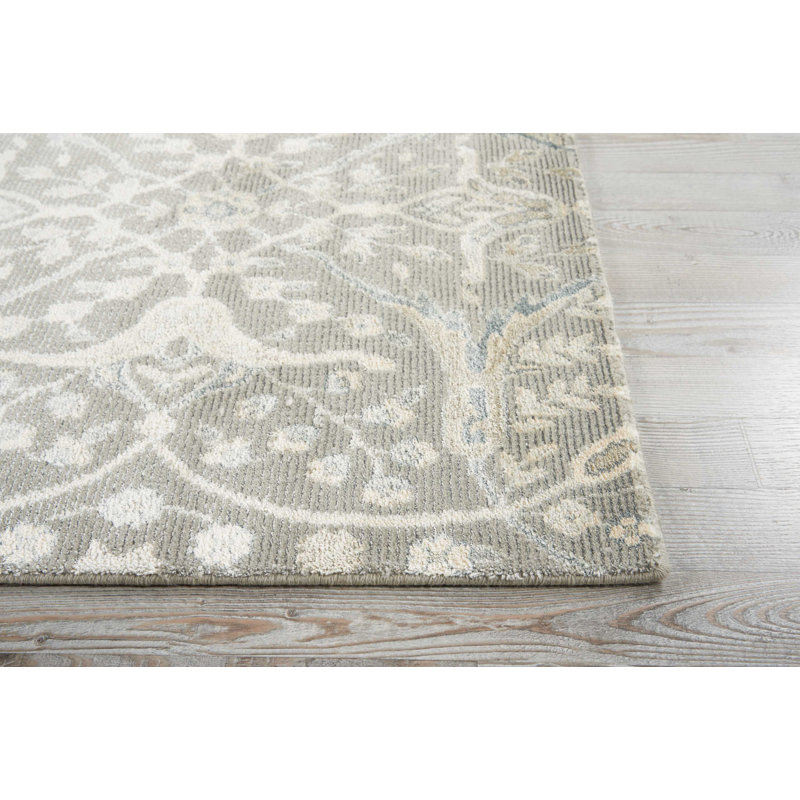Hyeon Viscose Damask Indoor Rug, Rectangle 5'3" x 7'5"