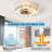 Modern Remote Control LED Caged Ceiling Fan With Lights, Semi -Embedded Ceiling Fans, 6 Speeds Reversible Blades, 4 Bulbs Include-1158762945-1158763006