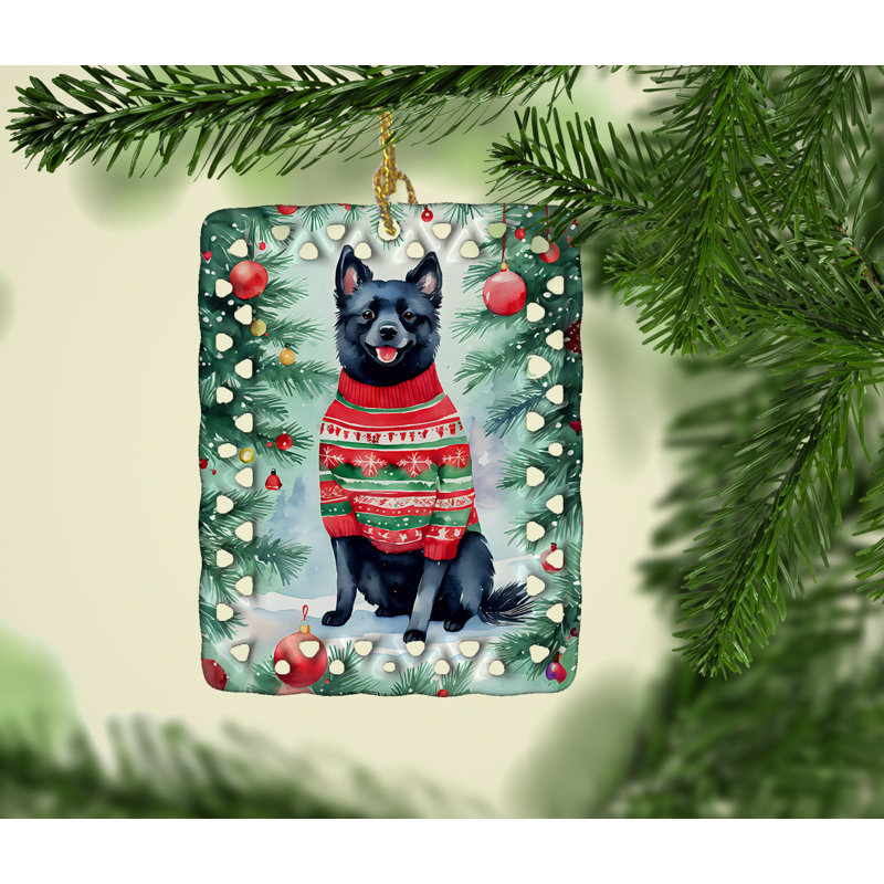 Ornement en porcelaine de Noël Schipperke, Schipperke 3624