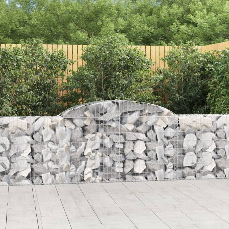 Dakota Fields Arched Gabion Baskets Galvanised Iron, 6, 100cm H x 300cm W x 30cm D