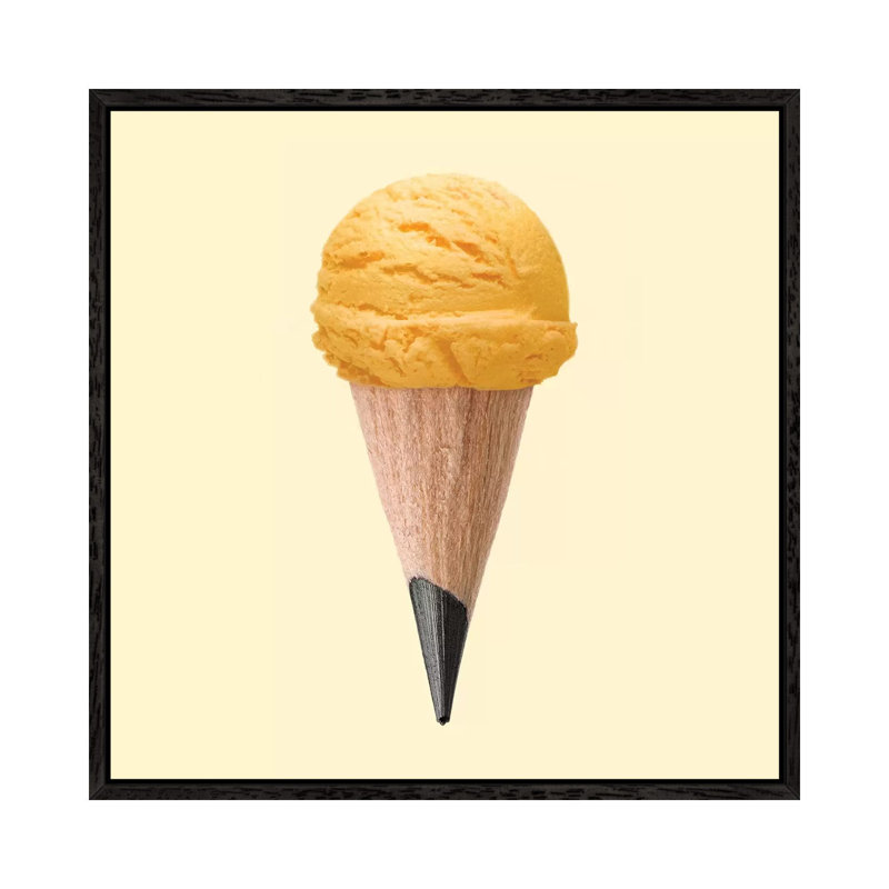 Ice Cream Pencil by Paul Fuentes - Print on Canvas, Black Framed, 45.72 cm H x 45.72 cm W