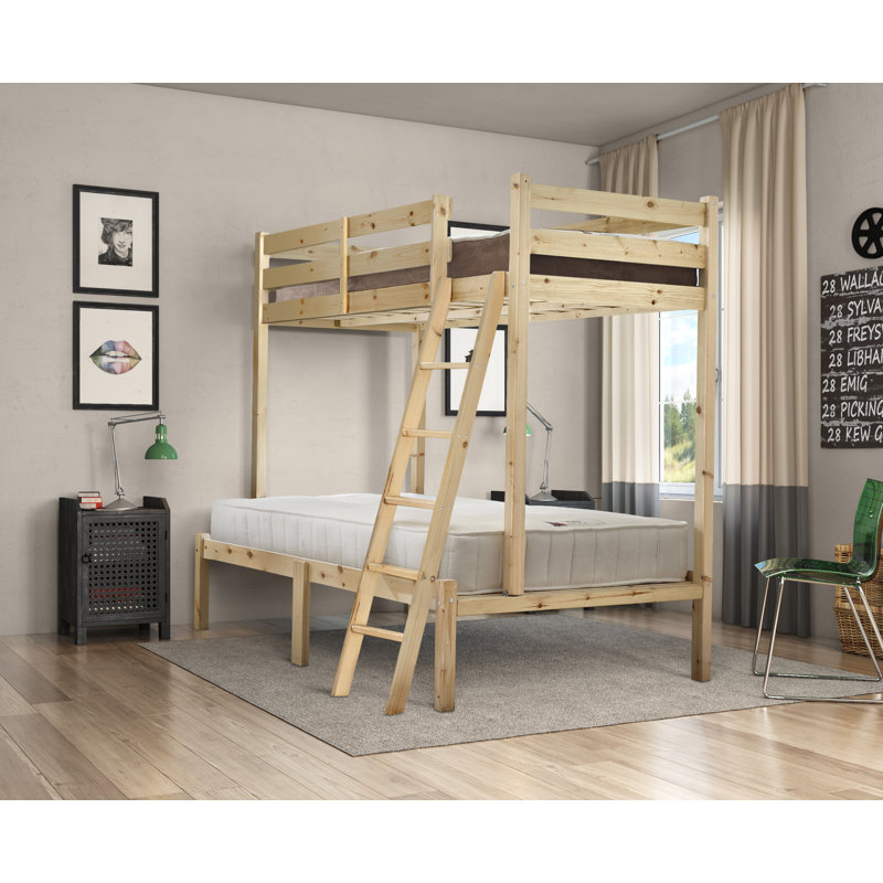 Ava Solid Pine Heavy Duty Triple Sleeper Bunk Bed, Small Double (4")