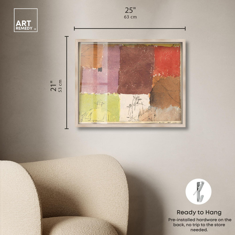Composition avec personnages 1915 Shadowbox Print Western Art par Art Remedy, Crème, crème, H 21 po x l 25 po