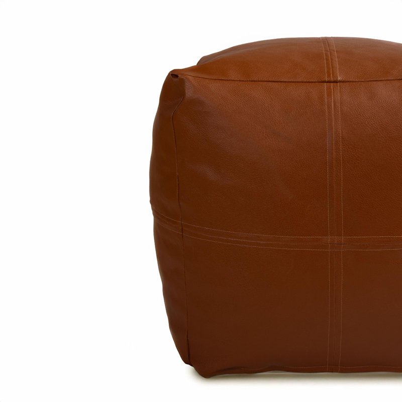 Faux Leather Pouf, Brown