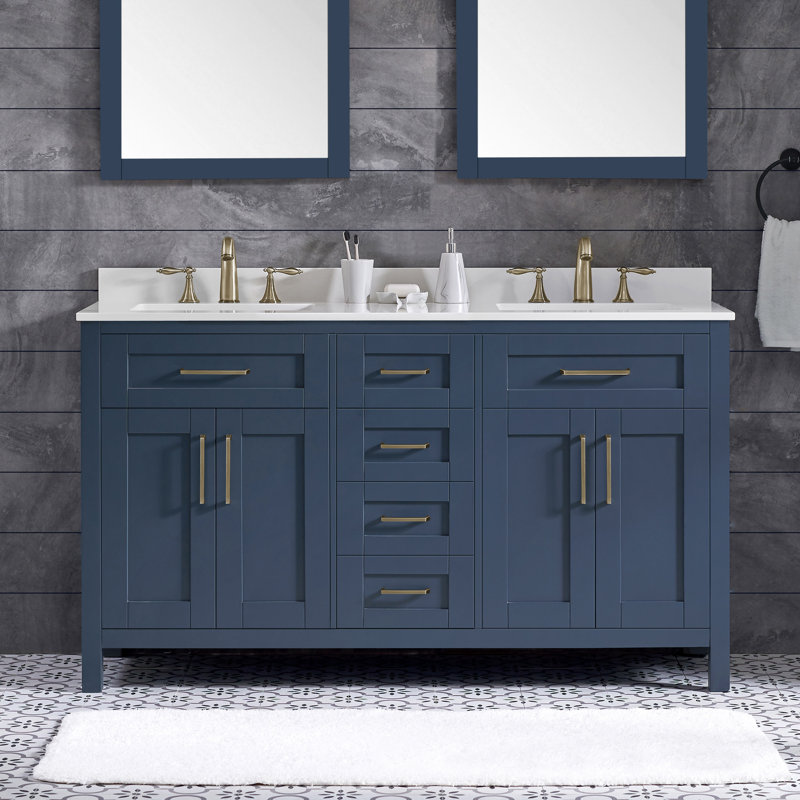 OVE Decors Tahoe 60" Double Bathroom Vanity, Mignight Blue