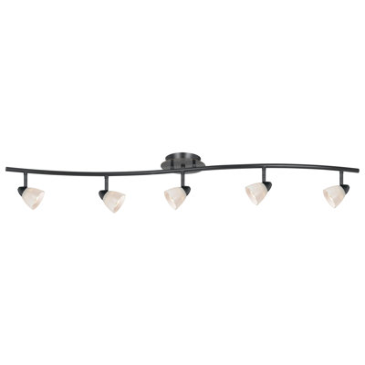 5 Light Orbit Pendant Light Dark Bronze White Metal with Linen Shades 9.21 in H