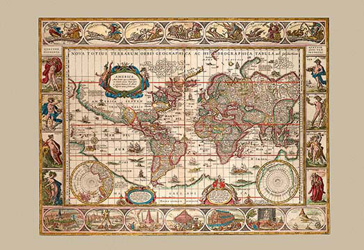 " Nova Totius Terrarum Orbis " by Willem Blaeu, 42" H x 28" W