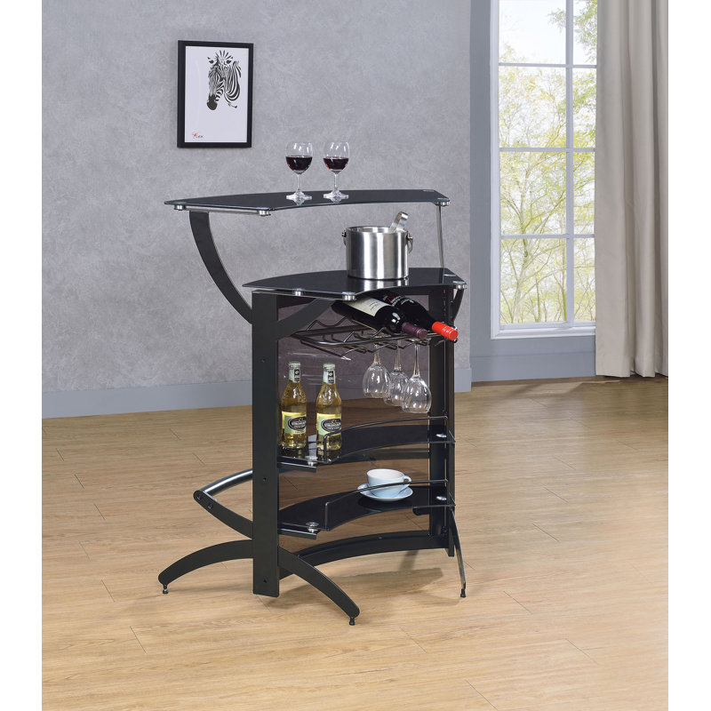 Mini bar avec rangement pour le vin Borlase, Noir, noir, noir, noir