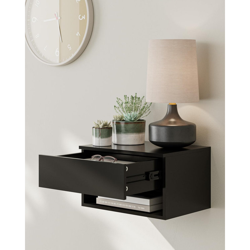 Floating Bedside Table, Black