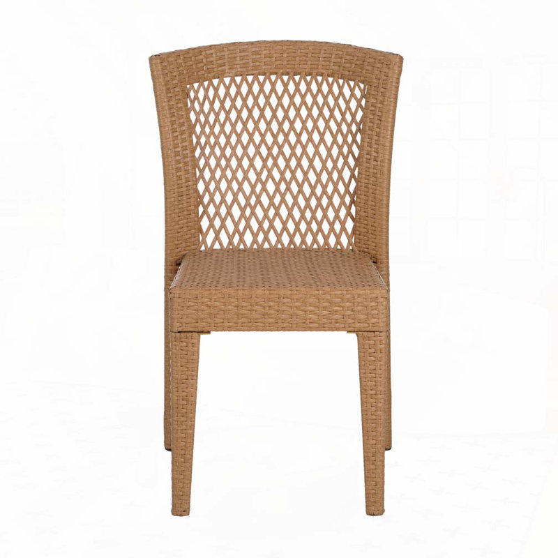 Outdoor Rattan Patio Side Chair, Light Brown