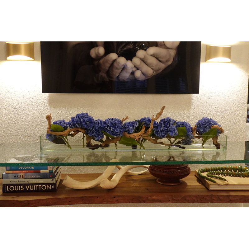Hydrangeas and Driftwood in Vase