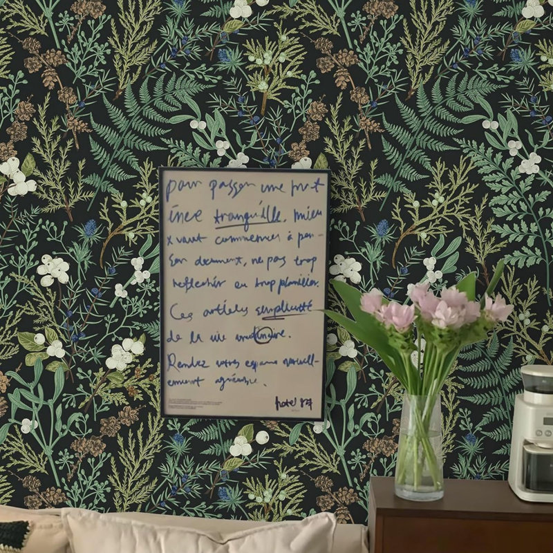 Peel and Stick Wallpaper Botanical Wallpaper Vintage Contact Paper 41 x 1000 cm Green Leaf Wall Paper Roll