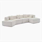 Modern Minimalist 140" L-Shape Couch ,No Assembly Required,Boucle,Modular Sofa