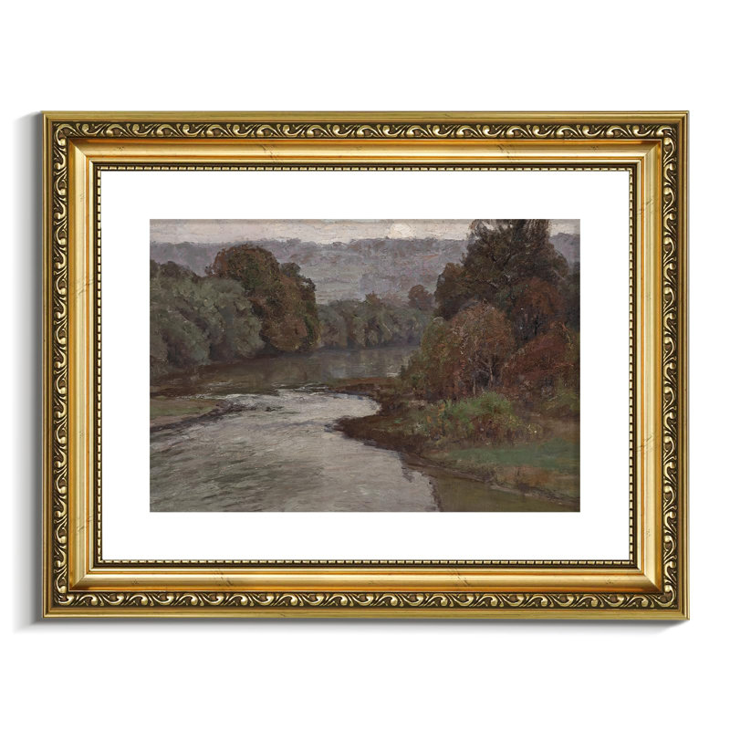 «Vintage River Landscape», art mural encadré doré